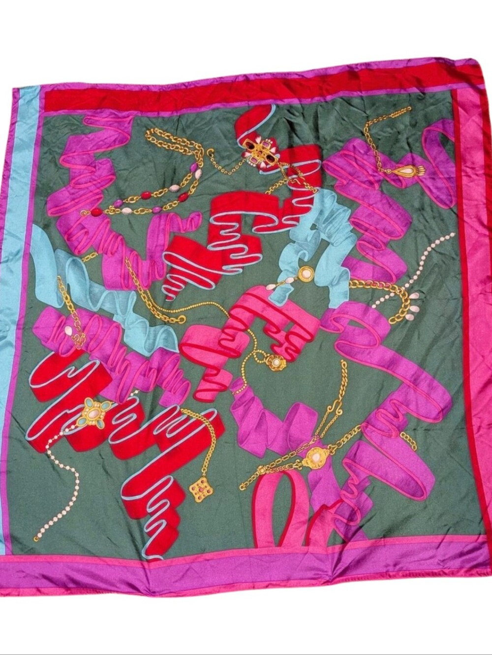 Large Vintage Hiroko Kapp Silk Scarf Vibrant 35in X 35.5 MIJ